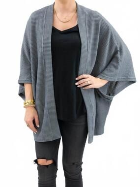 NEW WISHLIST waffle knit cardigan in slate